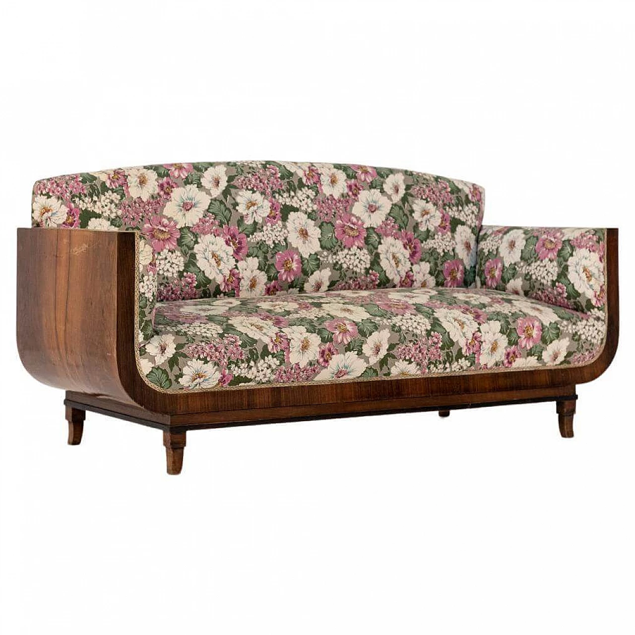 Wooden and fabric sofa by Gaetano and Osvaldo Borsani, 1920s 1399330