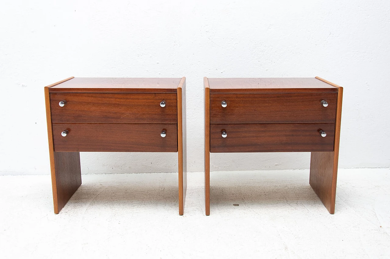 Pair of mahogany veneered bedside tables manufactured by UP Zavody, 1980s 1399361