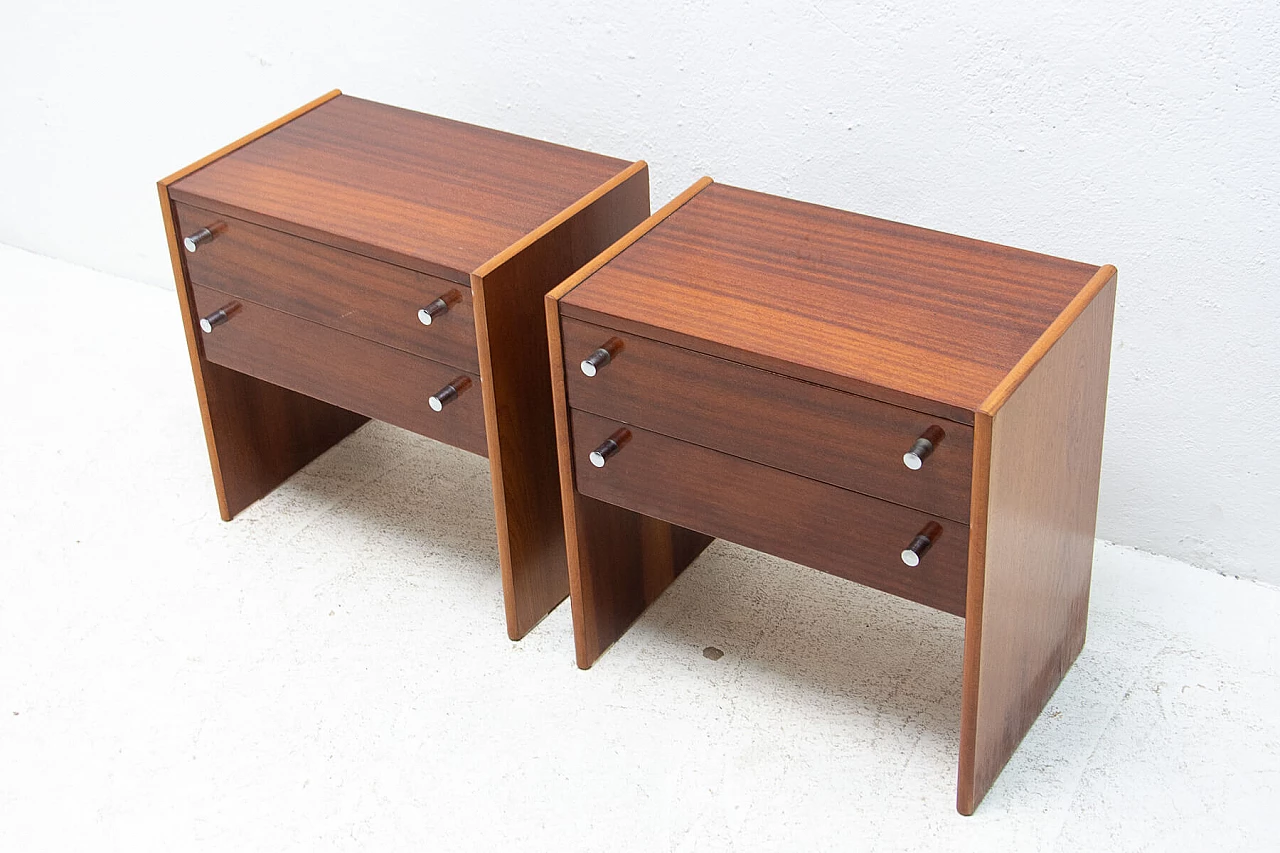 Pair of mahogany veneered bedside tables manufactured by UP Zavody, 1980s 1399363