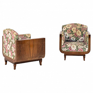 Pair of Gaetano and Osvaldo Borsani armchairs in wood and original fabric, 1950s