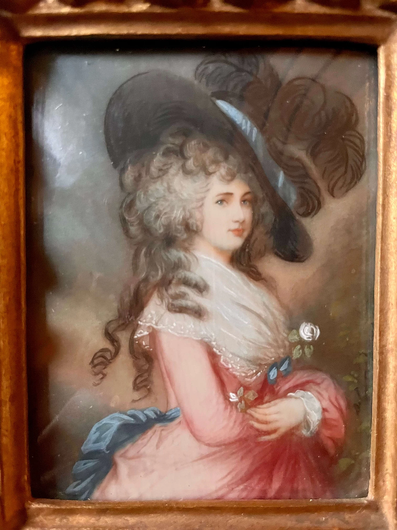 Ritratto a tempera su carta di gentildonna, del '800 1399457