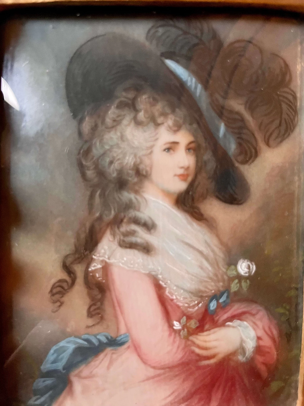 Ritratto a tempera su carta di gentildonna, del '800 1399458