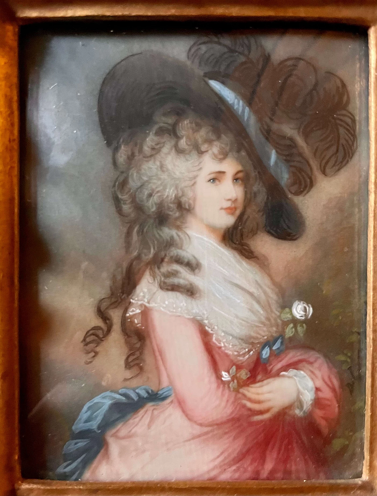 Ritratto a tempera su carta di gentildonna, del '800 1399459