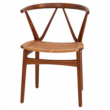 Wood and wicker chair by Hans J. Wegner, 1950s