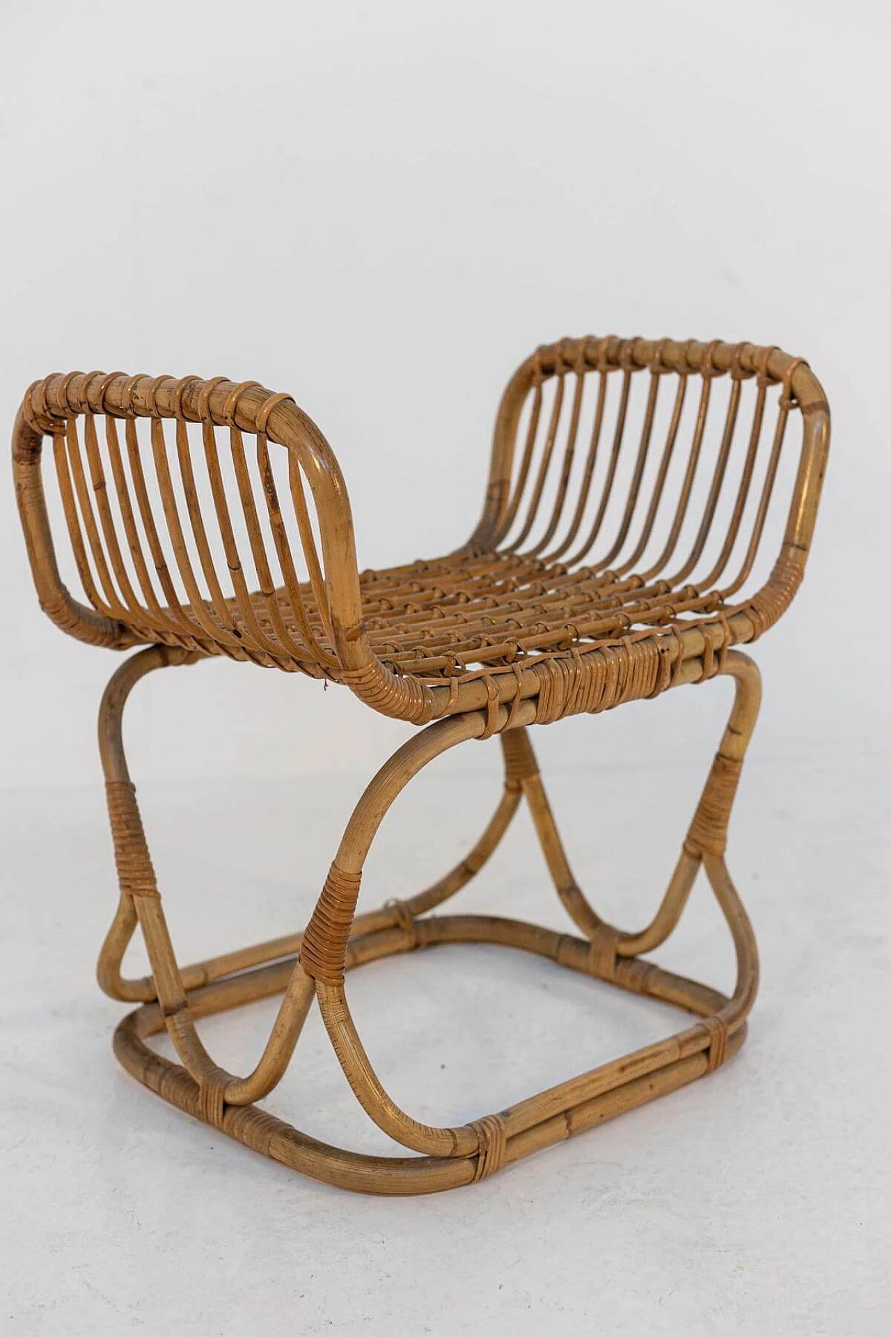 Bamboo and rattan footstool, 1950s 1399472