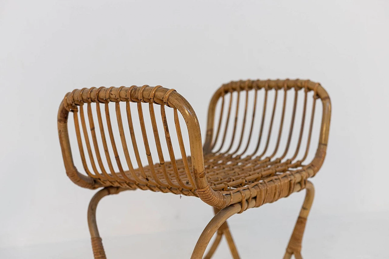 Bamboo and rattan footstool, 1950s 1399473