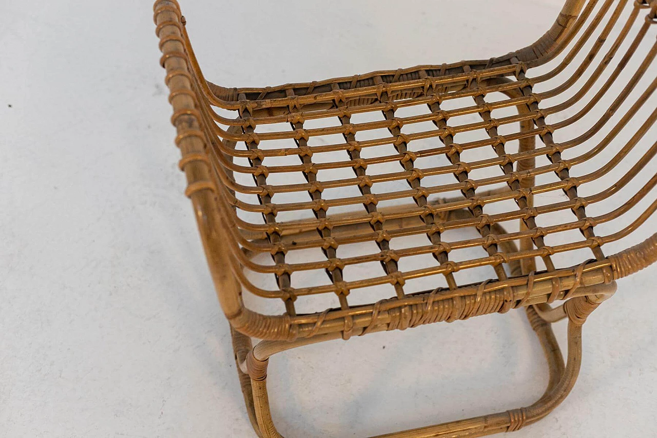 Bamboo and rattan footstool, 1950s 1399474