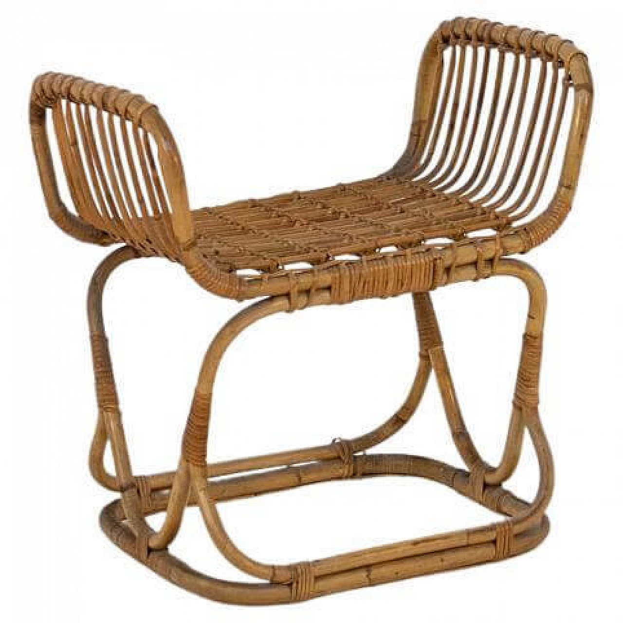 Bamboo and rattan footstool, 1950s 1399477