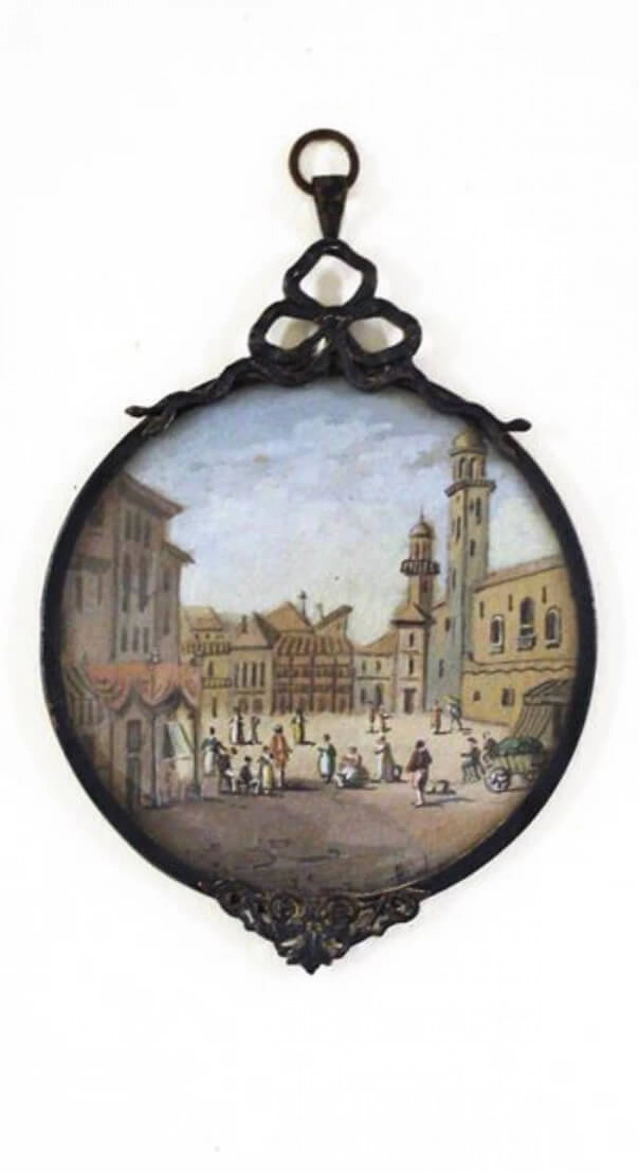 Miniature with a view of a town in a silver frame, 19th century 1399513