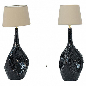 Pair of Vintage Domus lava stone table or floor lamps, 2000s