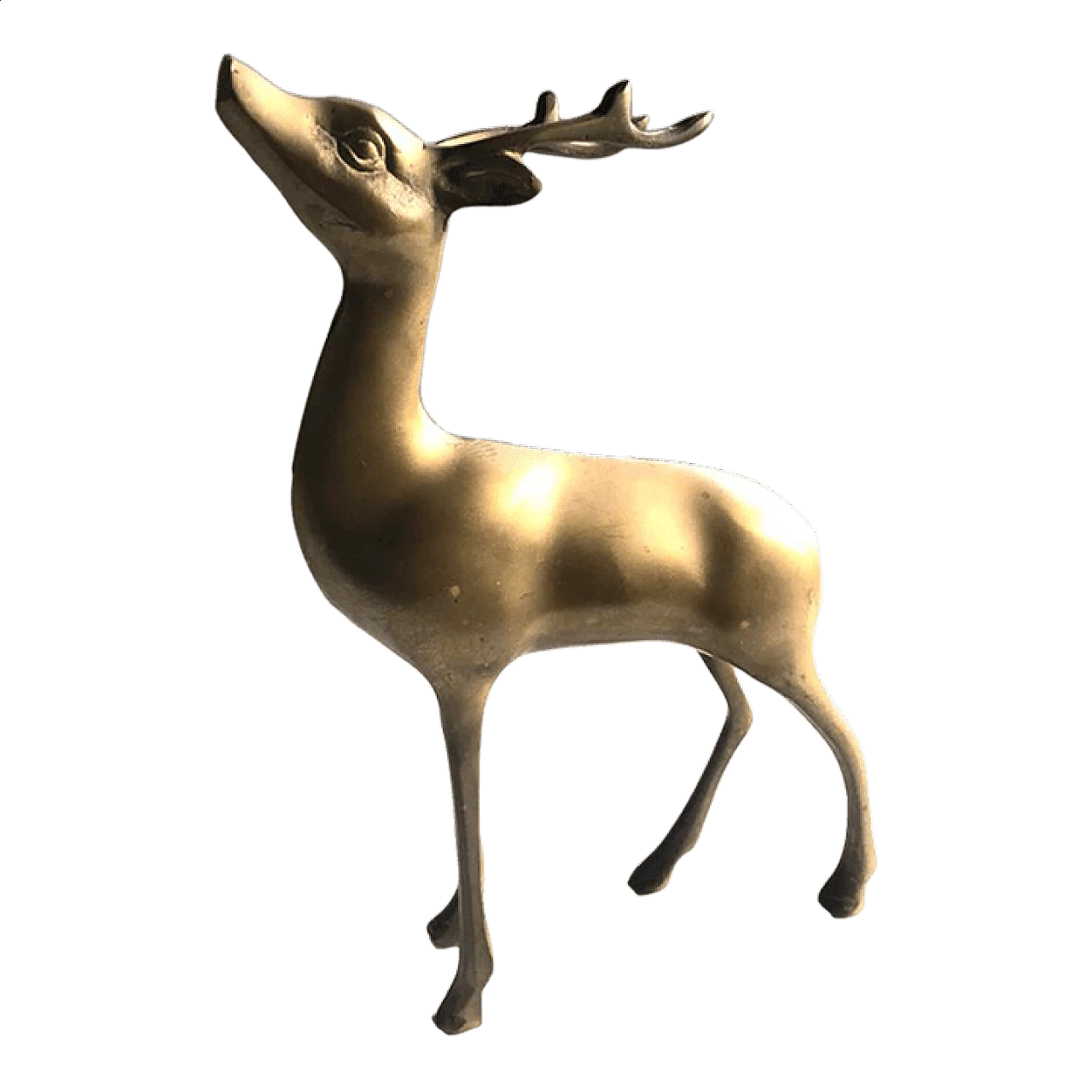 Statua Art Deco di un cervo in ottone dorato, anni '30 1400542