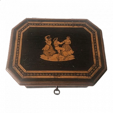 Sorrentine jewelry box in inlaid wood, 19th century