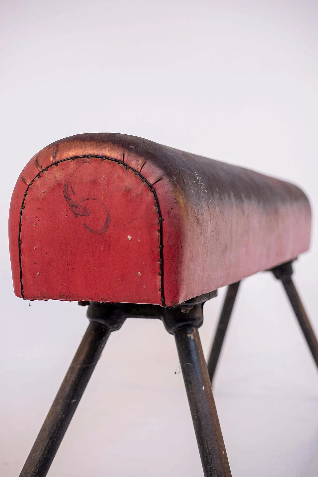 Red leather and iron exercise horse, 1950s 1400607