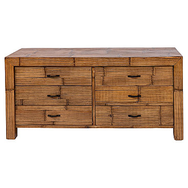 Bamboo chest of drawers with iron handles, 1970s