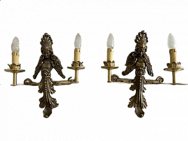 Coppia di applique in bronzo e ferro battuto di Rino Baglini, anni '70