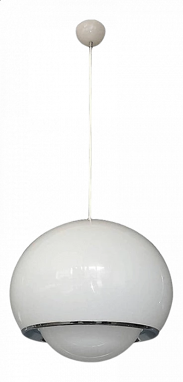 Bud 3029 suspension lamp in aluminum and lucite by Luigi Massoni for Harvey Guzzini, 70s