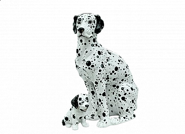 Ceramic statue of Dalmatian dog with puppy, 1970s