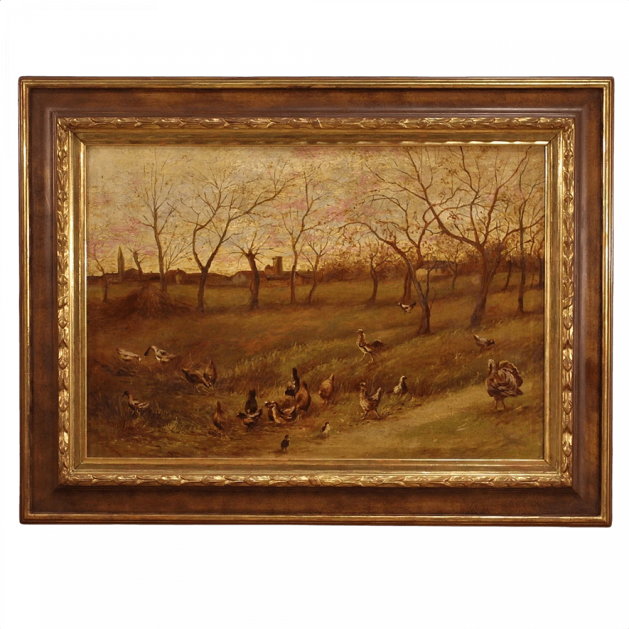 Paesaggio di campagna, dipinto italiano olio su tela, anni '40 1400762