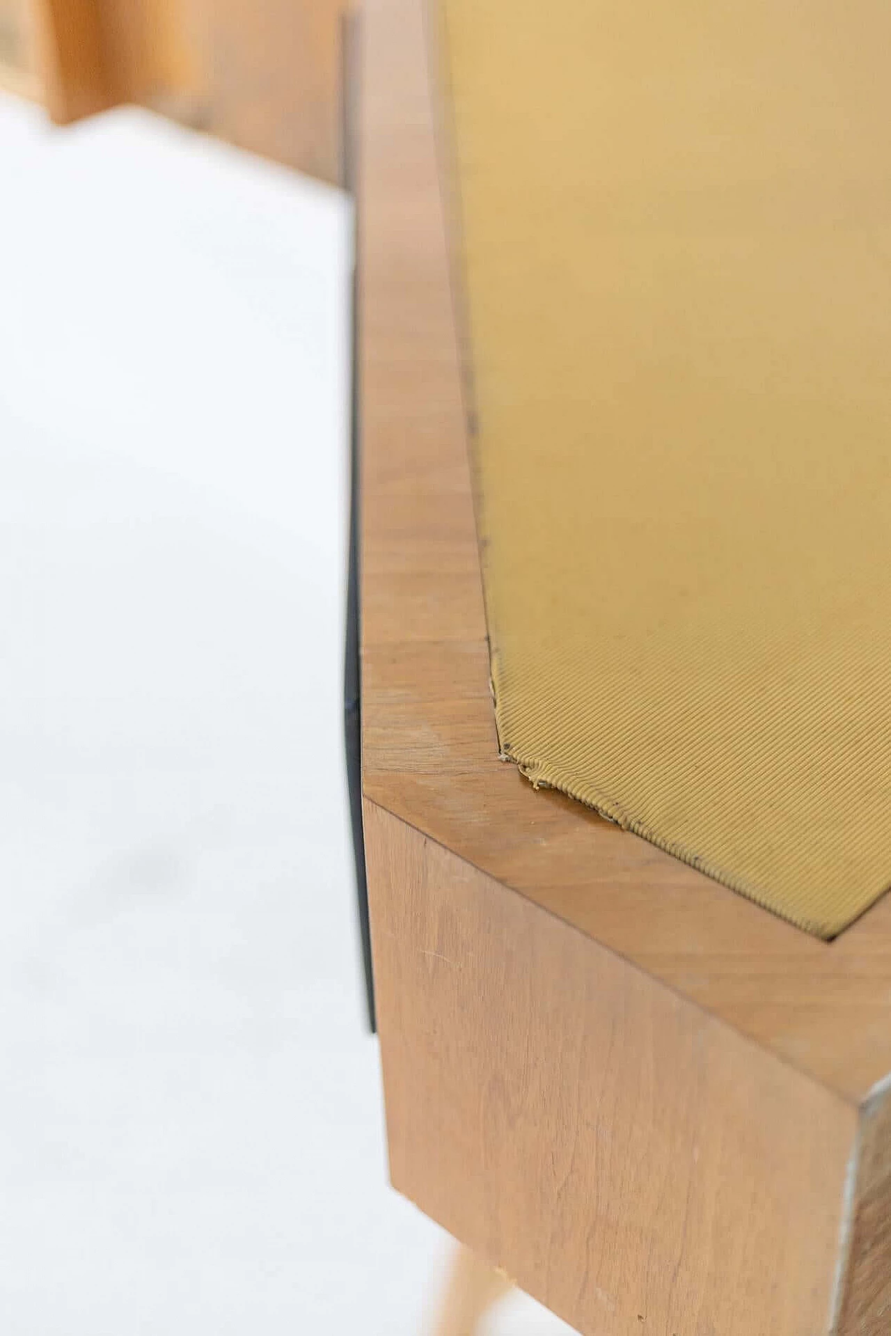 Consolle da parete attribuita a Melchiorre Bega in noce e tessuto blu, anni '50 1400817