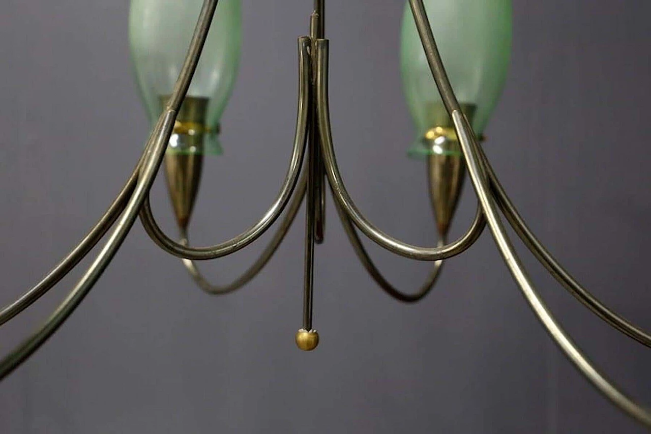 6 light brass and Murano glass chandelier, 1950s 1400839