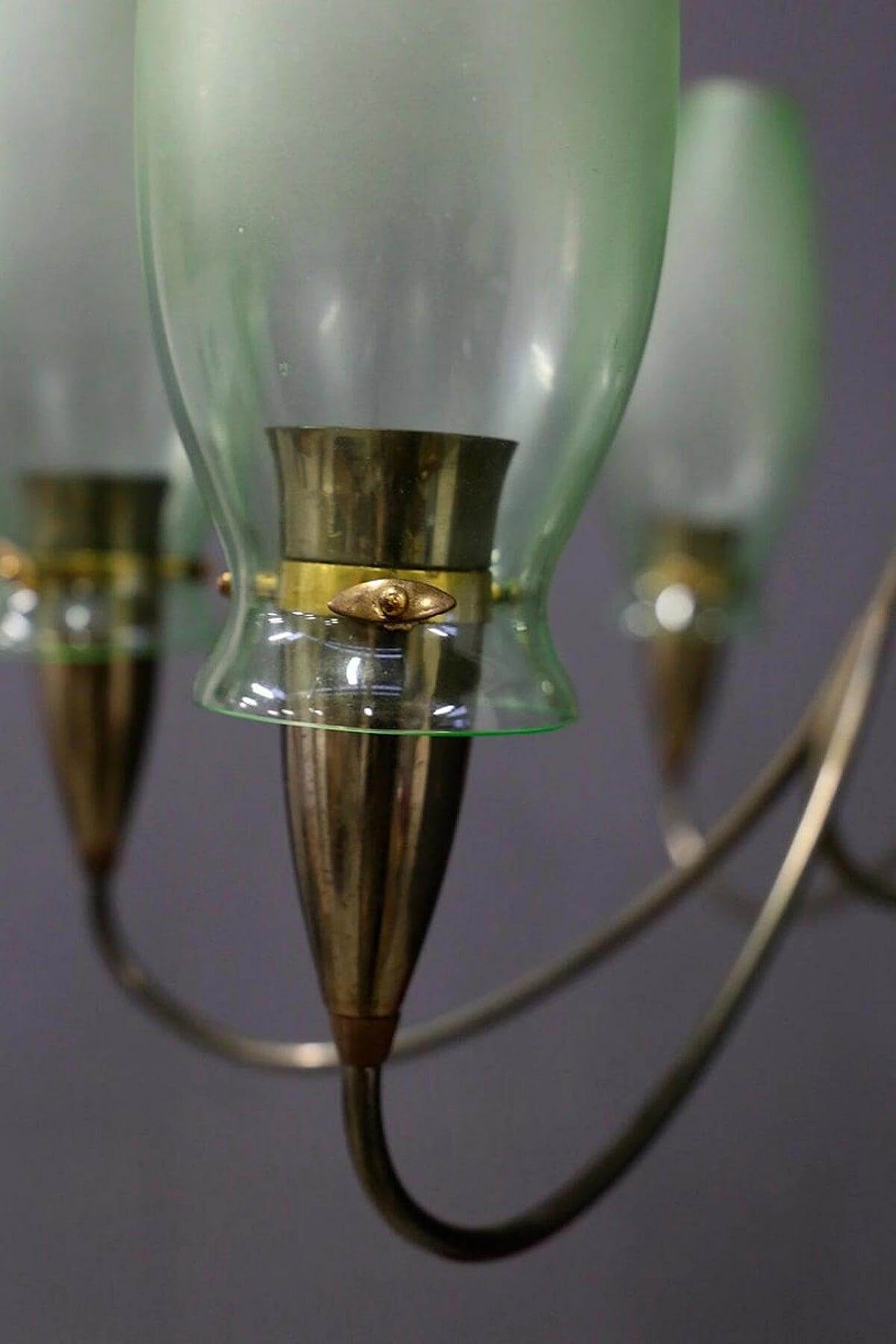 6 light brass and Murano glass chandelier, 1950s 1400844