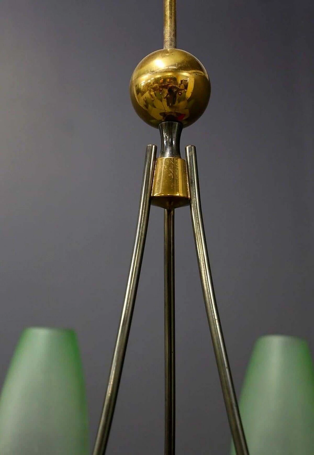 6 light brass and Murano glass chandelier, 1950s 1400846
