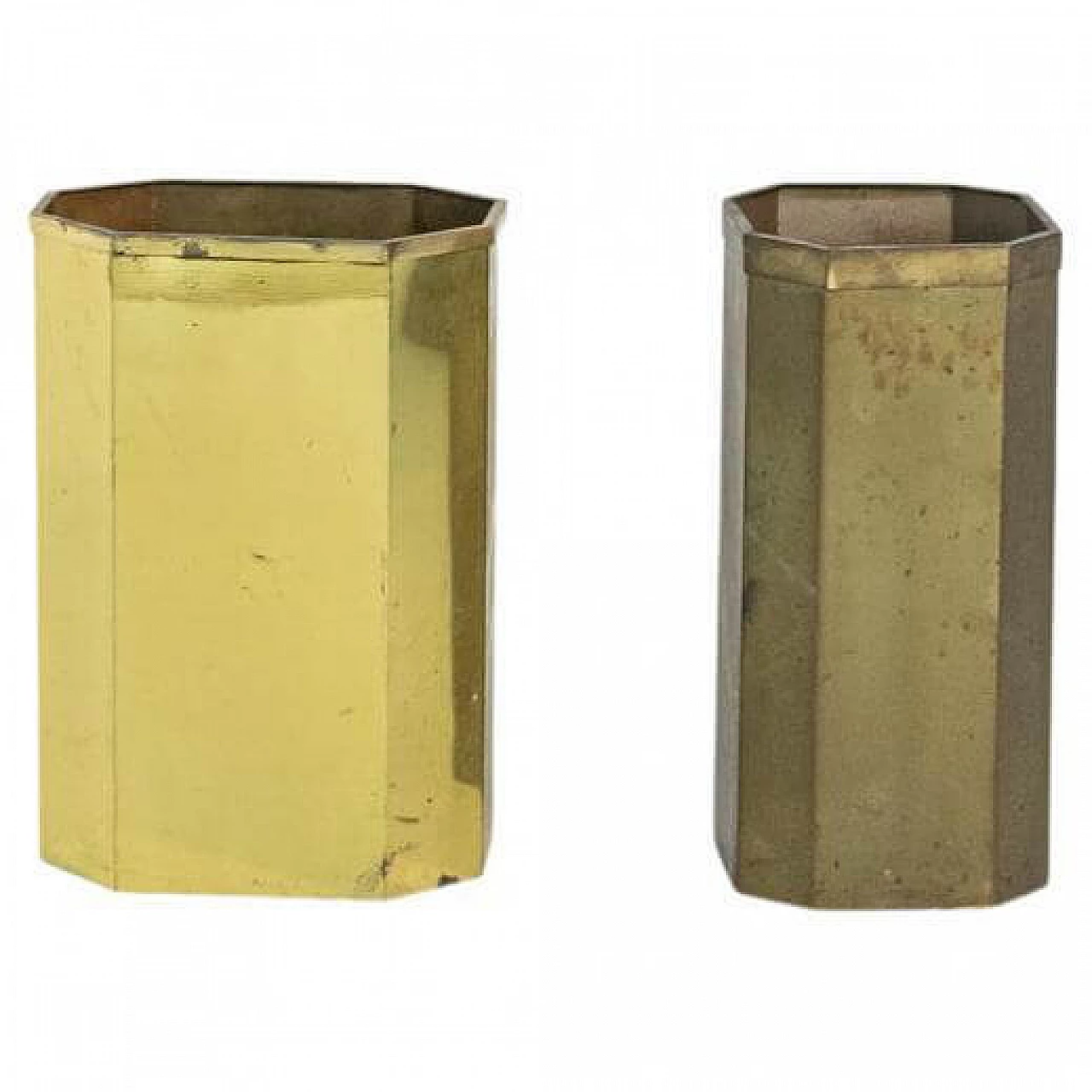 Coppia di portaombrelli ottagonali in ottone, anni '50 1400902
