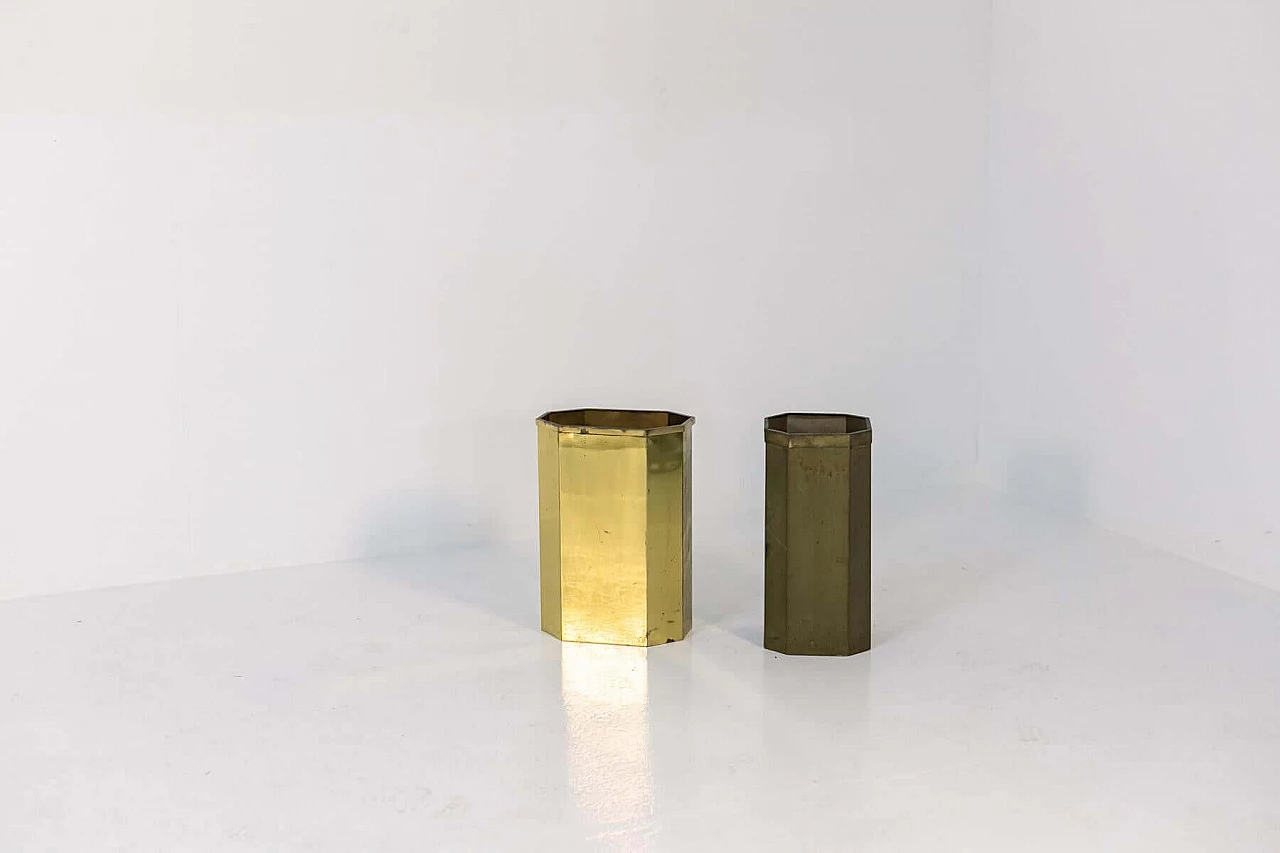 Pair of octagonal brass umbrella stands, 1950s 1400903