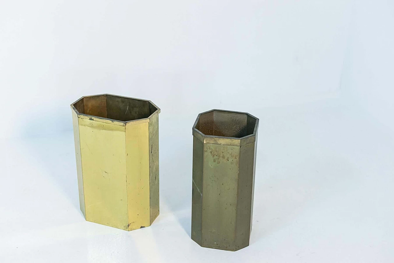 Pair of octagonal brass umbrella stands, 1950s 1400905