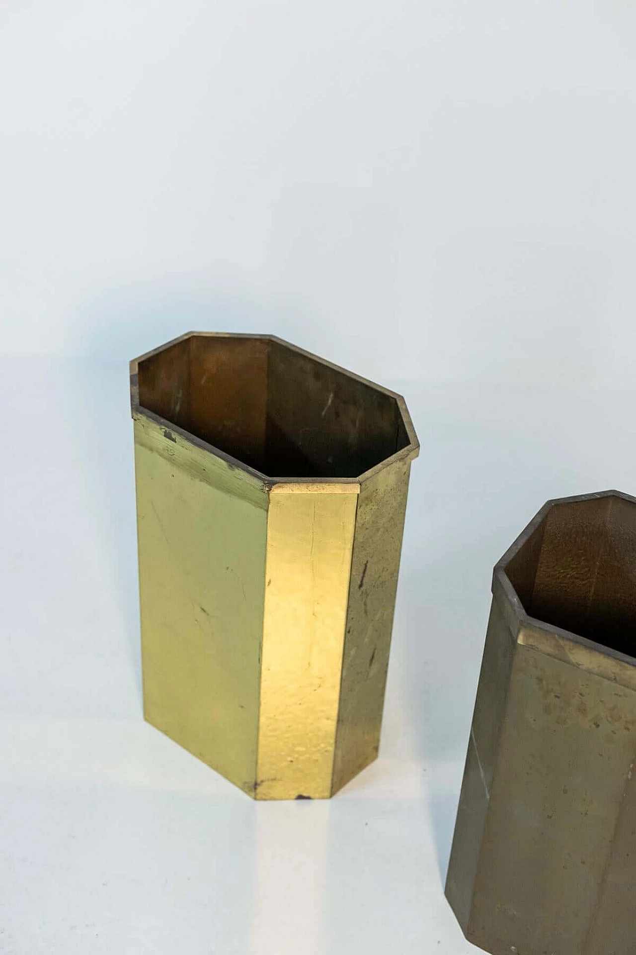 Pair of octagonal brass umbrella stands, 1950s 1400909