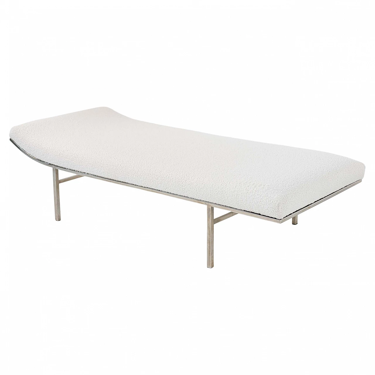 Daybed by Jules Heumann in white bouclé and steel, 1970s 1400918