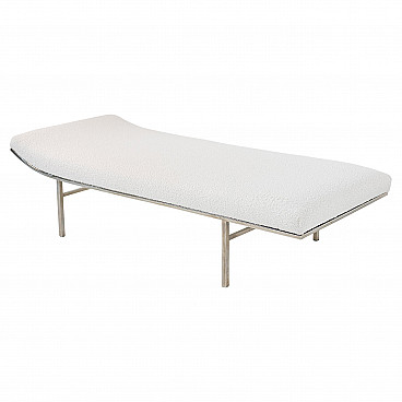 Daybed by Jules Heumann in white bouclé and steel, 1970s