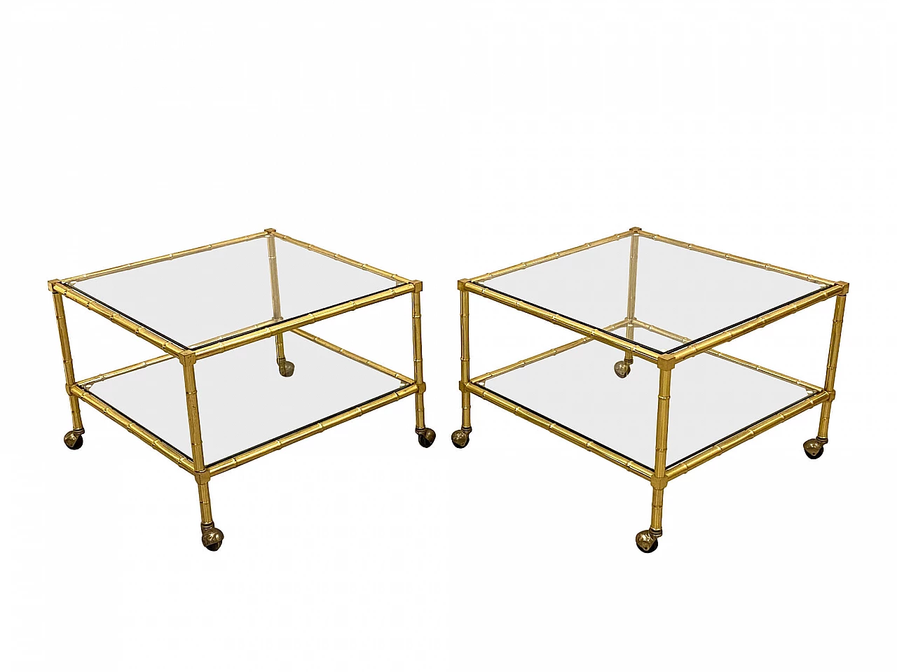 Pair of brass coffee tables in bamboo shape, 1970s 1400948