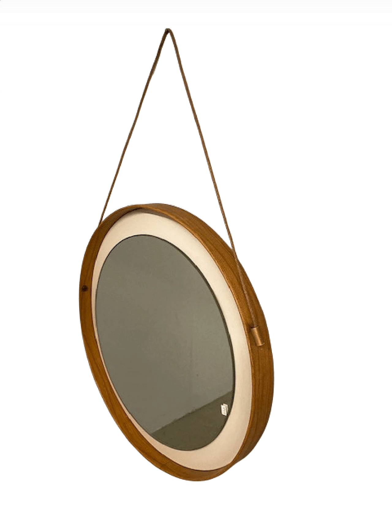 Specchio ovale in rovere naturale e corda, anni '60 1402403