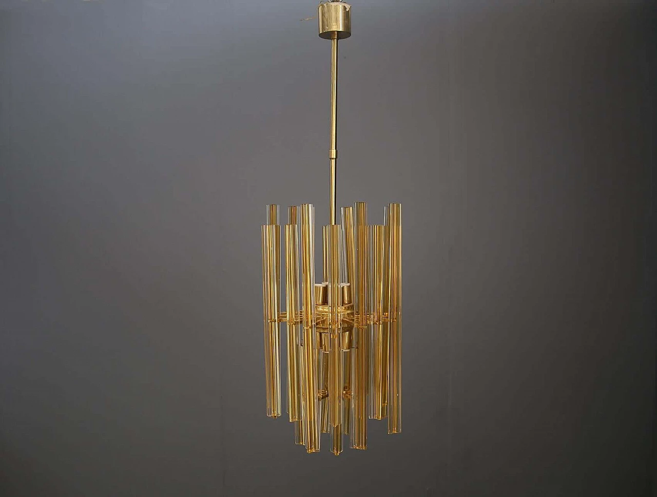 Gilded glass and brass chandelier by Venini, 1950s 1402462