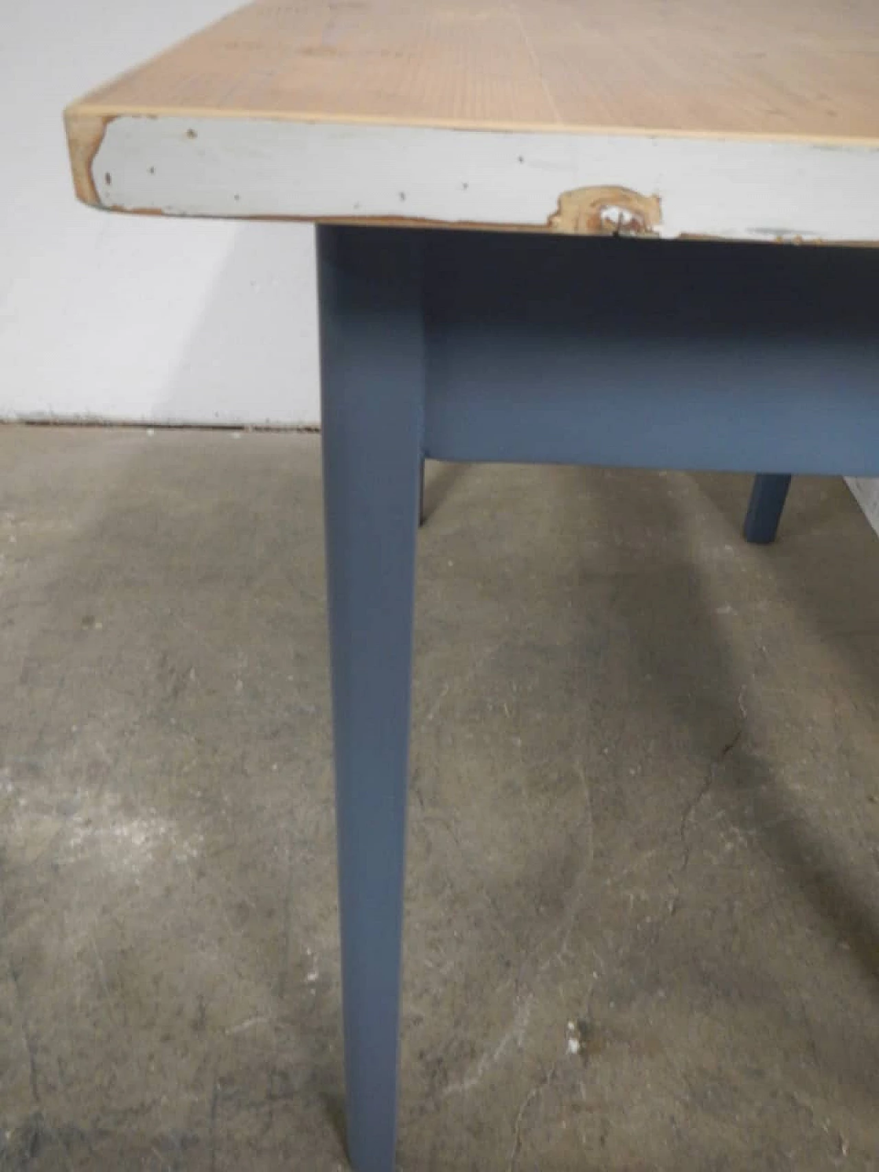 Blue fir table with glass knob, 1960s 1402645