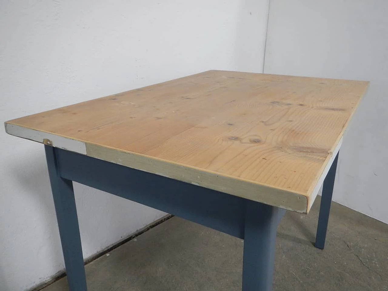 Blue fir table with glass knob, 1960s 1402647
