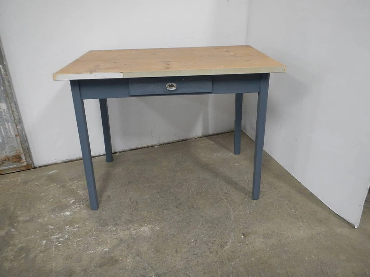 Blue fir table with glass knob, 1960s 1402652