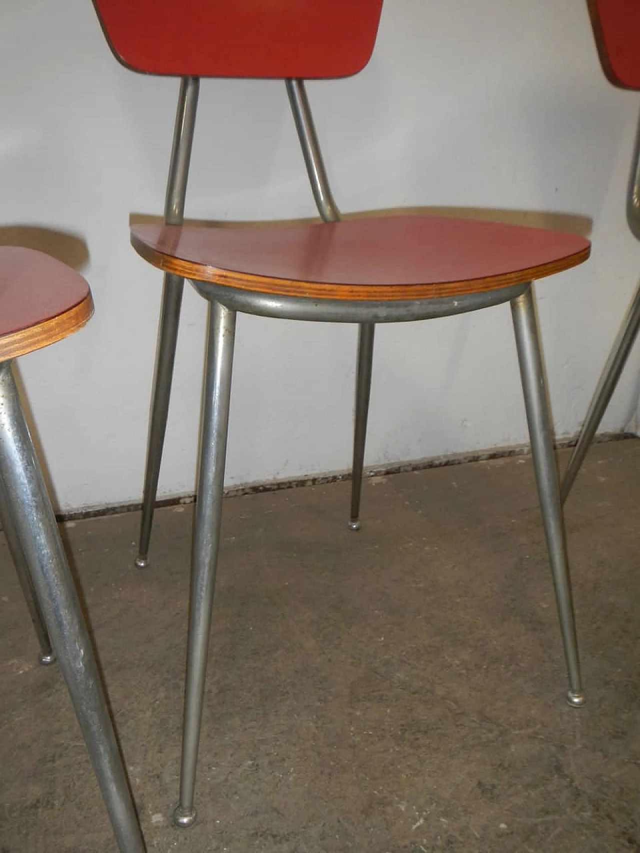 4 Chairs in red Formica, 1960s 1402791