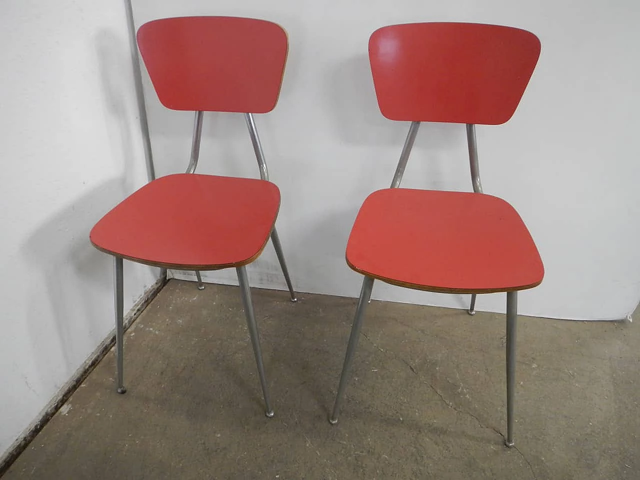 4 Chairs in red Formica, 1960s 1402797
