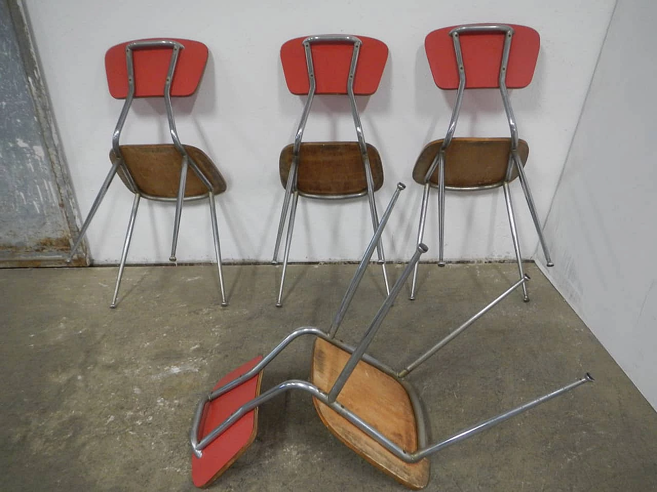 4 Chairs in red Formica, 1960s 1402800