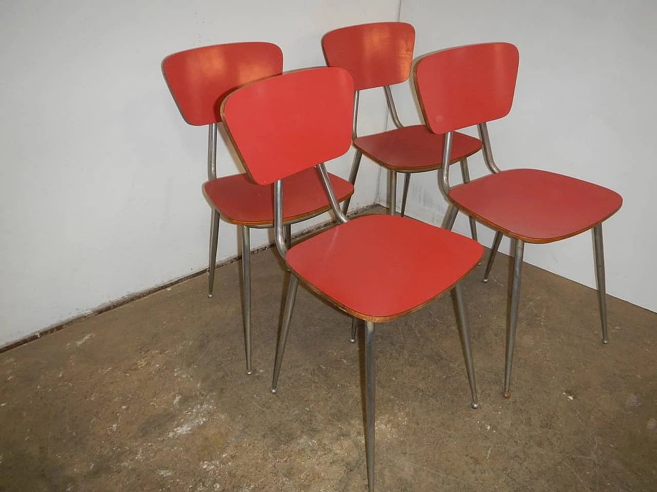4 Chairs in red Formica, 1960s 1402801