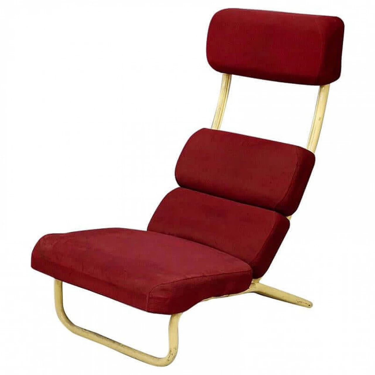 Poltrona giapponese in tessuto rosso, anni '50 1402843