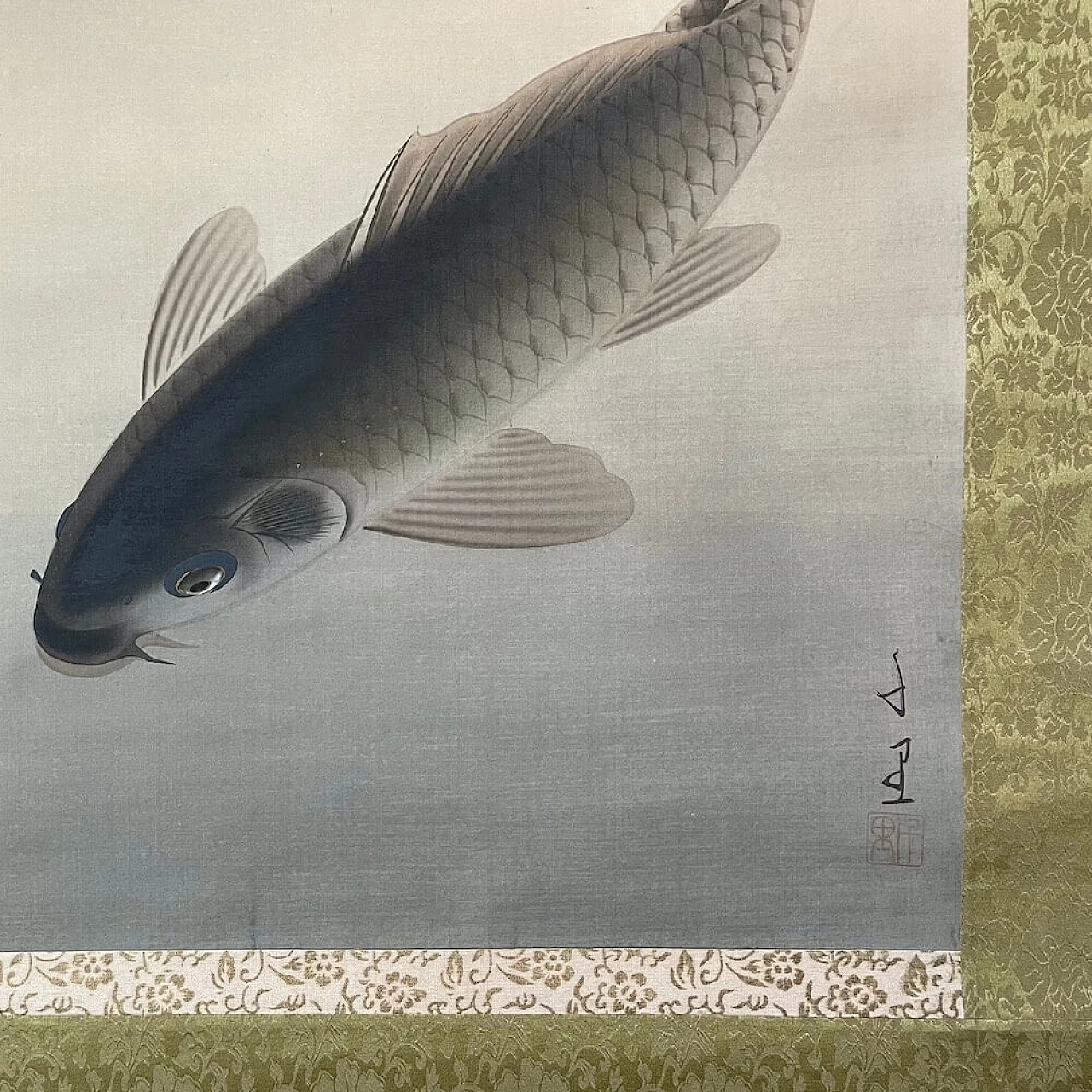 Japanese painting on silk with Koi carp, 1940s 1402958