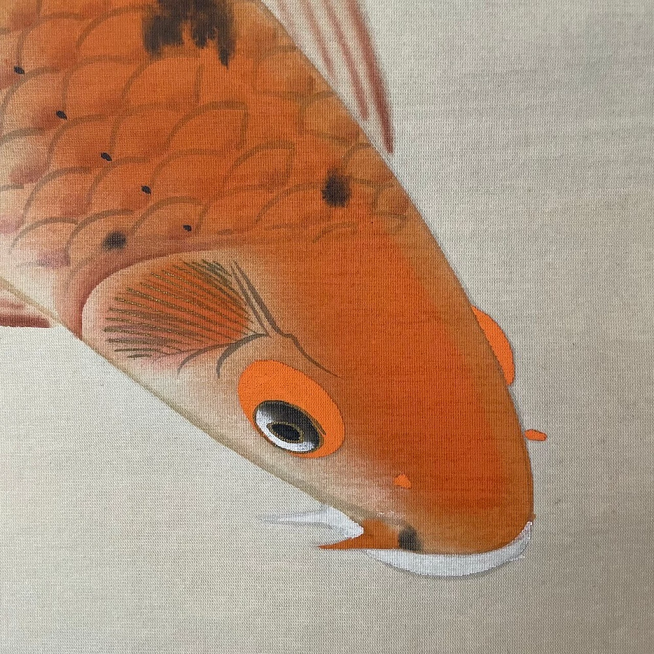 Japanese painting on silk with Koi carp, 1940s 1402964