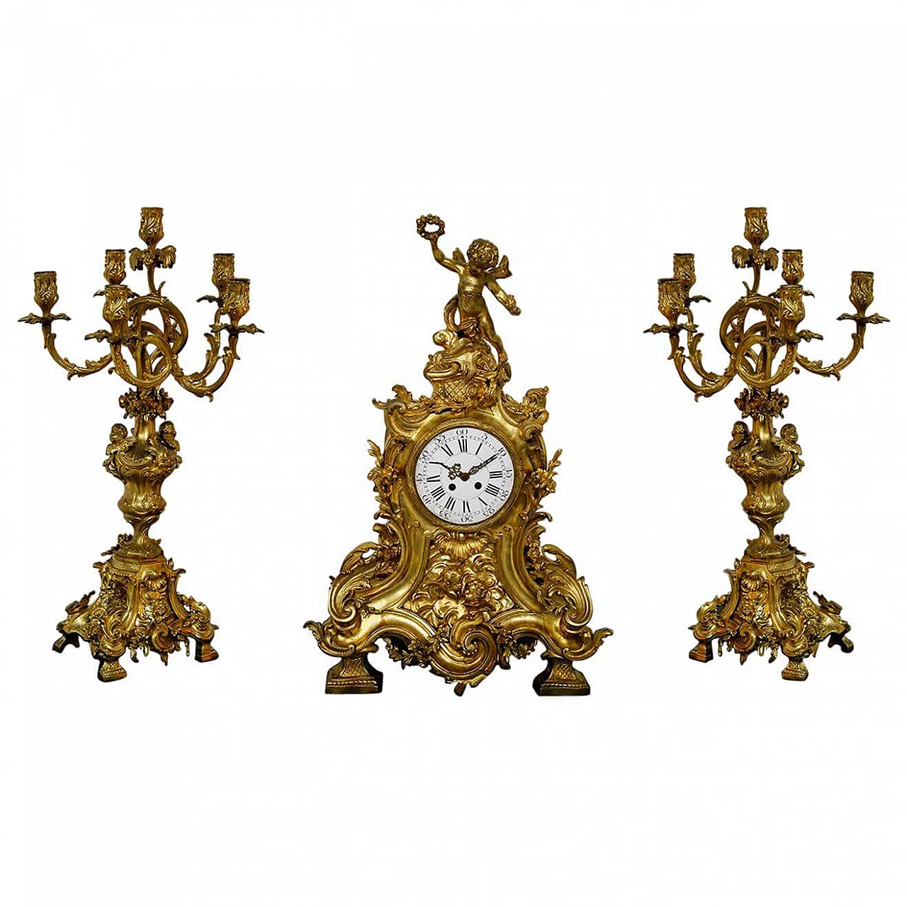 Samuel Marti three-piece clock attributed to Alfred Emmanuel Louis Beurdeley, 19th century 1403038