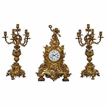 Samuel Marti three-piece clock attributed to Alfred Emmanuel Louis Beurdeley, 19th century