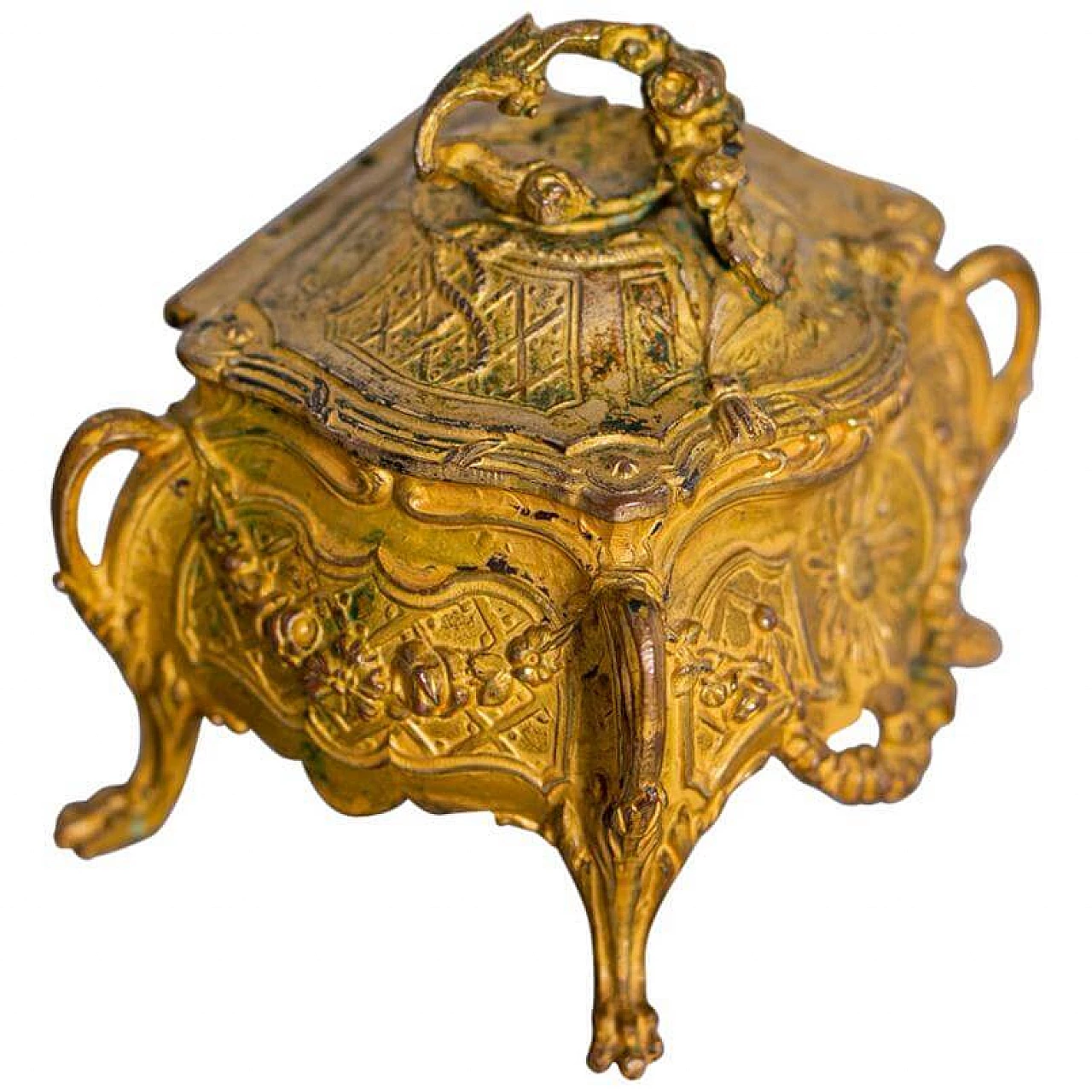 Gilded jewellery box with silk satin lining, 19th century 1403056