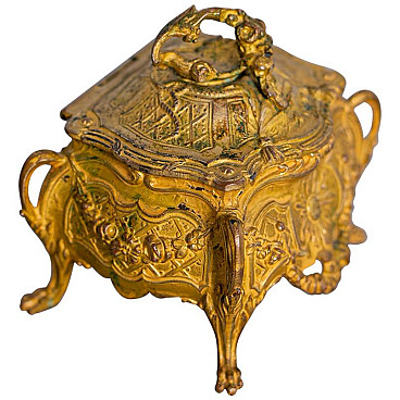 Gilded jewellery box with silk satin lining, 19th century
