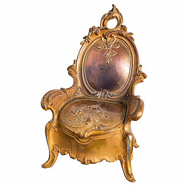 Small gilt bronze armchair-shaped jewellery box, 19th century
